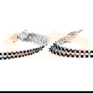 1.50 Ctw i2/i3 Treated Fancy Black Diamond 14K Rose Gold 2 Row Bracelet: 1.50 Ctw i2/i3 Treated Fancy Black Diamond 14K Rose Gold 2 Row Bracelet -- Center Diamond Weight : 1.50 Ctw (Round Cut) Center Diamond Color :- Treated Fancy Black Diamond Center Clarity : I2/I3