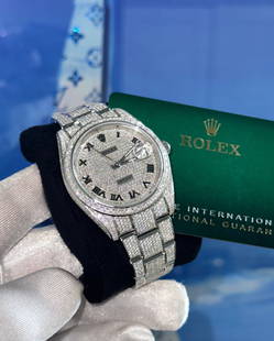 Custom Full Diamond Rolex Ref 126300 41mm (G-H, SI1-SI2) Comes with Box, Papers, & Appraisal: Custom Full Diamond Rolex Ref 126300 41mm (G-H, SI1-SI2) Comes with Box, Papers, & Appraisal -- Custom Full Diamond Rolex Ref 126300 41mm (G-H, SI1-SI2) Comes with Box, Papers, & Appraisal #PAPPS18299