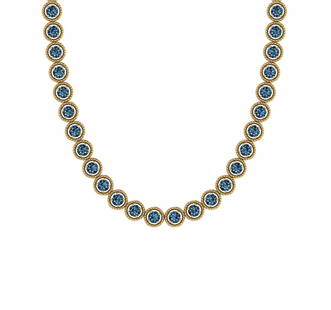 1.84 Ctw i2/i3 Treated Fancy Blue Diamond 14K Yellow Gold 1 Row Necklace: 1.84 Ctw i2/i3 Treated Fancy Blue Diamond 14K Yellow Gold 1 Row Necklace -- Center Diamond Weight : 1.84 Ctw Center Diamond Color : Treated Fancy Blue Dimaond Center Clarity : i2/i3 Center Stone