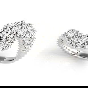 Diamond Accented Contoured Two Stone Ring 14k White Gold 1.25ctw: Diamond Accented Contoured Two Stone Ring 14k White Gold 1.25ctw -- CENTER STONE; Diamond CENTER STONE CLARITY; SI1-SI2 CENTER STONE COLOR; J-K CENTER STONE SETTING; Prong SIDE STONE CLARITY; SI1-SI2