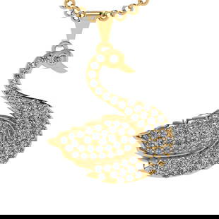 1.16 Ctw SI2/I1 Diamond 14K Yellow Gold swan Pendant Necklace: 1.16 Ctw SI2/I1 Diamond 14K Yellow Gold swan Pendant Necklace -- Total Diamond Weight : 1.16 Ctw (Round cut) Center Diamond Color :- J-K Center Clarity : SI2/I1 Stone Setting : Prong Metal Weight :