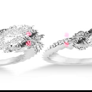 Butterfly Diamond and Ruby Engagement Ring 14k White Gold 1.20ctw: Butterfly Diamond and Ruby Engagement Ring 14k White Gold 1.20ctw -- CENTER STONE; DIAMOND (1.00 CTW) CENTER STONE CLARITY; SI1-SI2 CENTER STONE COLOR; J-K CENTER STONE SETTING; SIDE STONE CLARITY; Ey