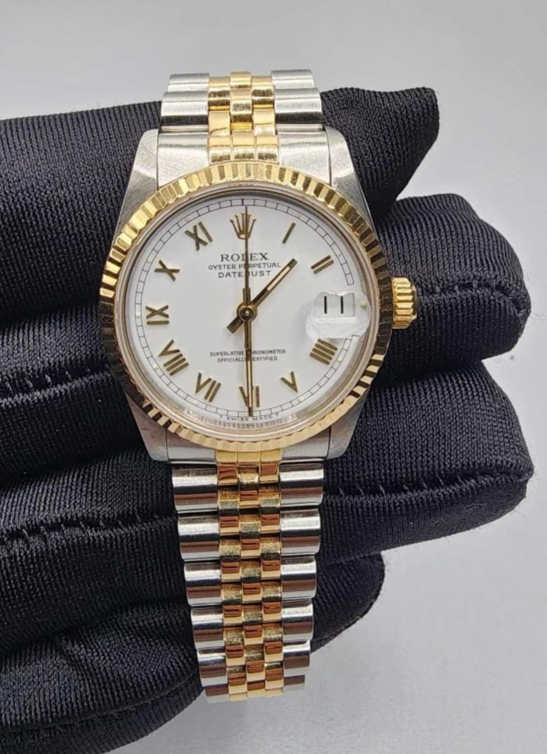 31mm Two-Tone Rolex Oysterperpetual Datejust Roman Numeral Dial Comes with Box and Appraisal: 31mm Two-Tone Rolex Oysterperpetual Datejust Roman Numeral Dial Comes with Box and Appraisal -- 31mm Two-Tone Rolex Oysterperpetual Datejust Roman Numeral Dial Comes with Box and Appraisal #PAPPS13199