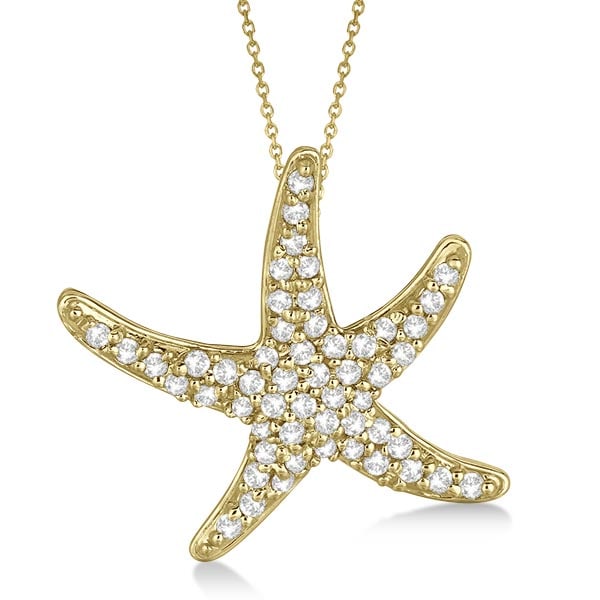 Diamond Starfish Pendant Necklace 14k Yellow Gold 0.55ctw: Diamond Starfish Pendant Necklace 14k Yellow Gold 0.55ctw -- CENTER STONE; Diamond CENTER STONE CLARITY; SI1-SI2 CENTER STONE COLOR; J-K CENTER STONE SETTING; Pave SIDE STONE CLARITY; SIDE STONE COLOR
