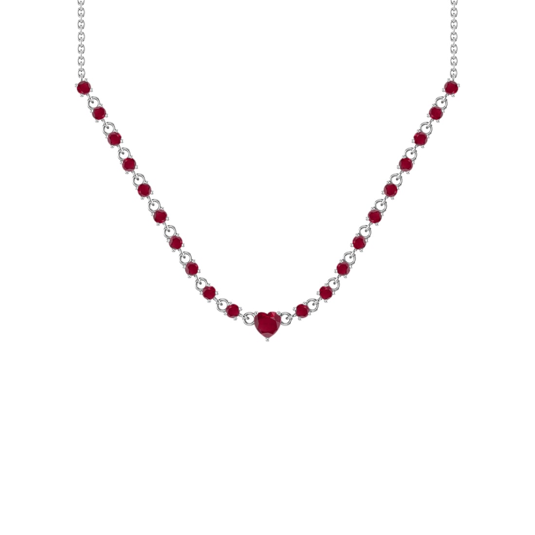 2.70 Ctw Ruby 14K White Gold Pendant Necklace: 2.70 Ctw Ruby 14K White Gold Pendant Necklace -- Center stone Weight :-: 2.70 Ctw ( Heart & Round Cut) Color :- Ruby Center Stone Setting : Prong Metal Weight : Approx 3.90 gram 14K White Gold Pendant