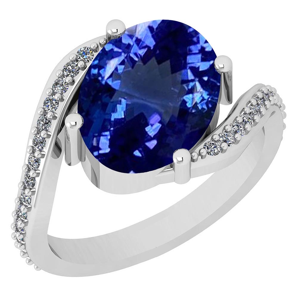 Certified 4.66 Ctw VS/SI1 Tanzanite and Diamond 14K White Gold Vintage Style Ring: Certified 4.66 Ctw VS/SI1 Tanzanite and Diamond 14K White Gold Vintage Style Ring -- Color Stone Approx Weight: 4.42 Ctw (1 pcs Oval) Center Stone Color: Tanzanite Center Stone Setting: Prong Side Sto