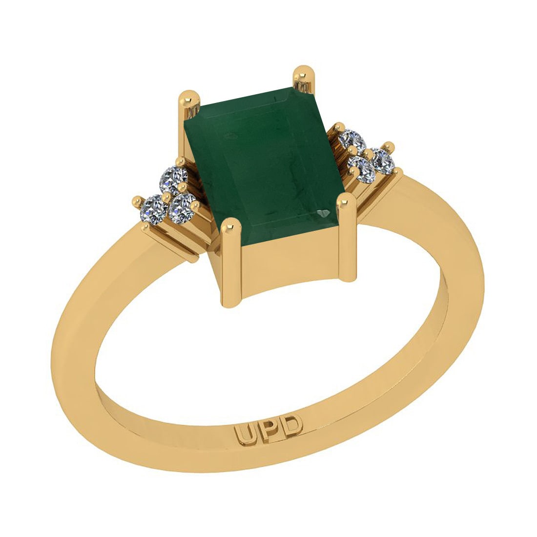 1.70 Ctw SI2/I1 Emerald And Diamond 14K Yellow Gold Ring: 1.70 Ctw SI2/I1 Emerald And Diamond 14K Yellow Gold Ring -- Center Stone Weight : 1.62 Ctw ( Emerald Cut) Center Stone Color :-Emerald Stone Setting : Prong Side Stone Weight Of Ctw 0.08 Ctw Side Ston