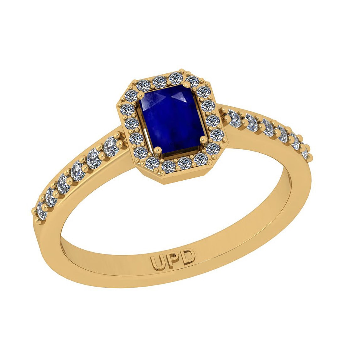 0.77 Ctw SI2/I1 Blue Sapphire And Diamond 14K Yellow Gold Engagement Ring: 0.77 Ctw SI2/I1 Blue Sapphire And Diamond 14K Yellow Gold Engagement Ring -- Center Stone Weight : 0.50 Ctw ( Emerald Cut) Center Stone Color :-Blue Sapphire Stone Setting : Prong Side Stone Weight Of