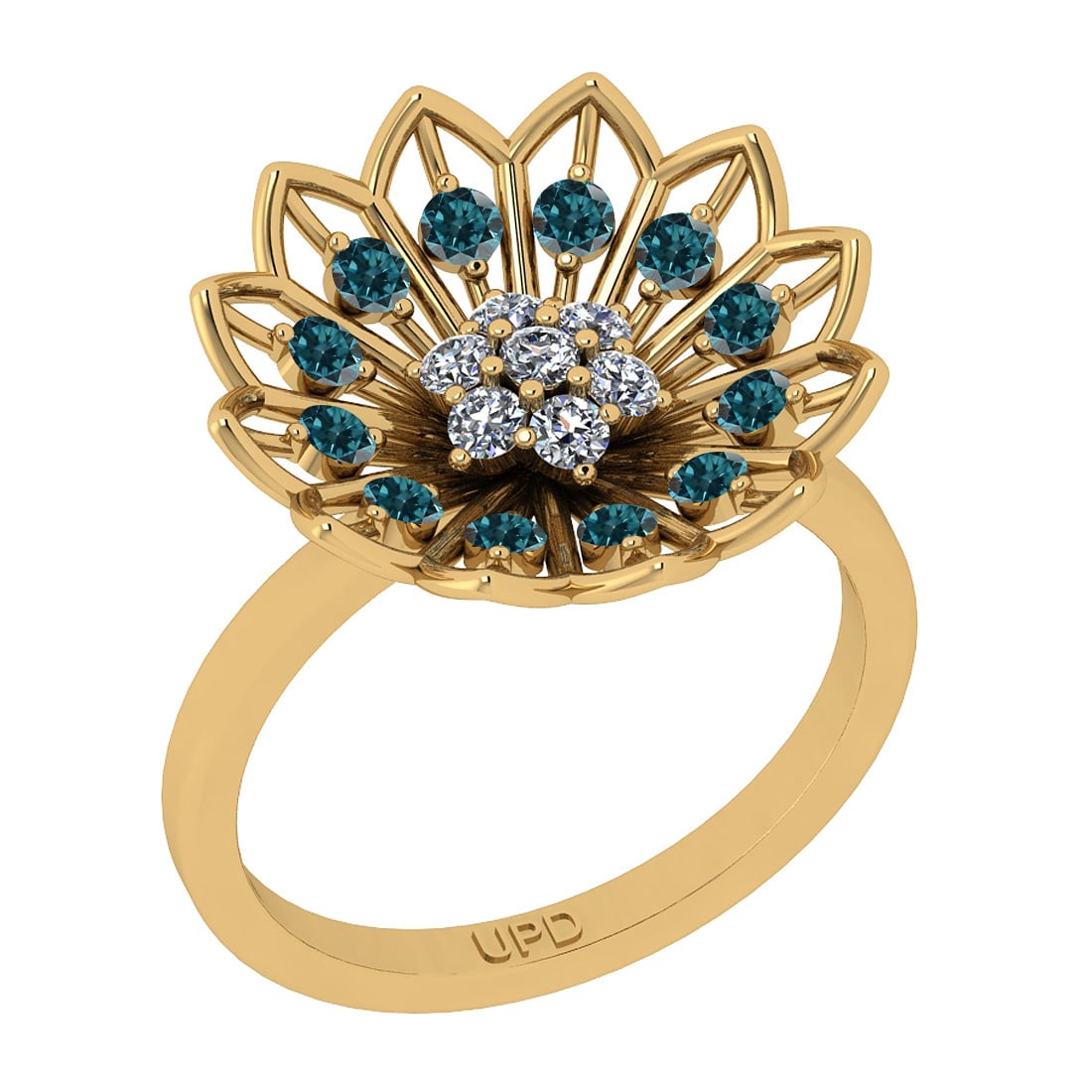 0.28 Ctw i2/i3 Treated Fancy Blue and White Diamond 14K Yellow Gold Bypass Style Engagement Ring: 0.28 Ctw i2/i3 Treated Fancy Blue and White Diamond 14K Yellow Gold Bypass Style Engagement Ring -- Color Stone Weight : 0.08 Ctw ( Round cut) Center Stone Color : Treated Fancy Blue Diamond Center Cl