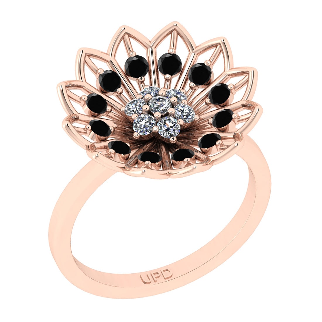 0.28 Ctw i2/i3 Treated Fancy Black and White Diamond 14K Rose Gold Bypass Style Engagement Ring: 0.28 Ctw i2/i3 Treated Fancy Black and White Diamond 14K Rose Gold Bypass Style Engagement Ring -- Color Stone Weight : 0.08 Ctw ( Round cut) Center Stone Color : Treated Fancy Black Diamond Center Cl