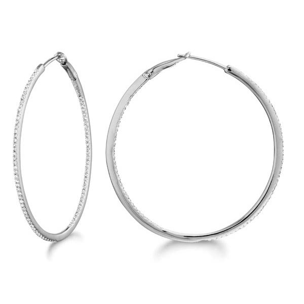 Micro Pave Large Round Diamond Hoop Earrings Sterling Silver 0.39ctw: Micro Pave Large Round Diamond Hoop Earrings Sterling Silver 0.39ctw -- CENTER STONE; Diamond CENTER STONE CLARITY; SI1-SI2 CENTER STONE COLOR; J-K CENTER STONE SETTING; Prong SIDE STONE CLARITY; SIDE