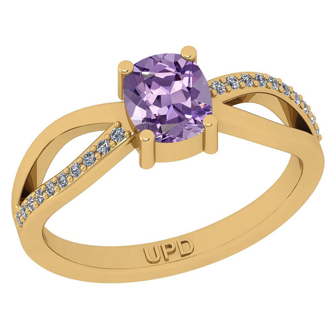 0.62 Ctw I2/I3 Amethyst And Diamond 10K Yellow Gold Ring: 0.62 Ctw I2/I3 Amethyst And Diamond 10K Yellow Gold Ring -- Color Stone Weight : 0.50 Ctw (Cushion Cut ) Center Stone Color : Amethyst Center Stone Setting : Prong Side Stone Weight Of Ctw 0.12 Ctw Si