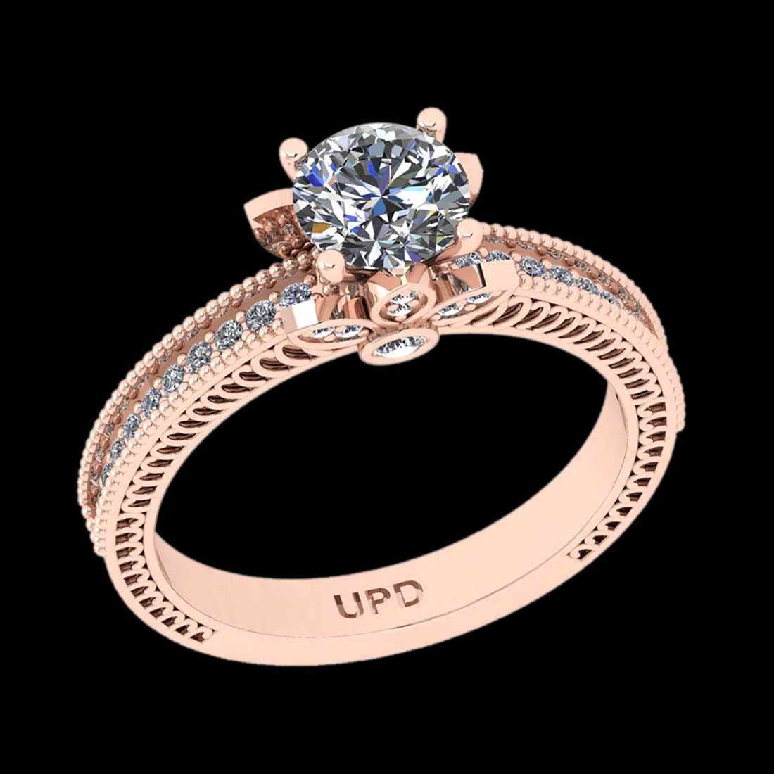 1.27 Ctw VS/SI1 Diamond 14K Rose Gold Engagement Ring: 1.27 Ctw VS/SI1 Diamond 14K Rose Gold Engagement Ring -- Center Diamond Weight : 1.00 Ctw ( Round Cut) Center Color :-J-K Center Stone Clarity :- VS/SI1 Center Stone Setting : Prong Side Stone Weight 