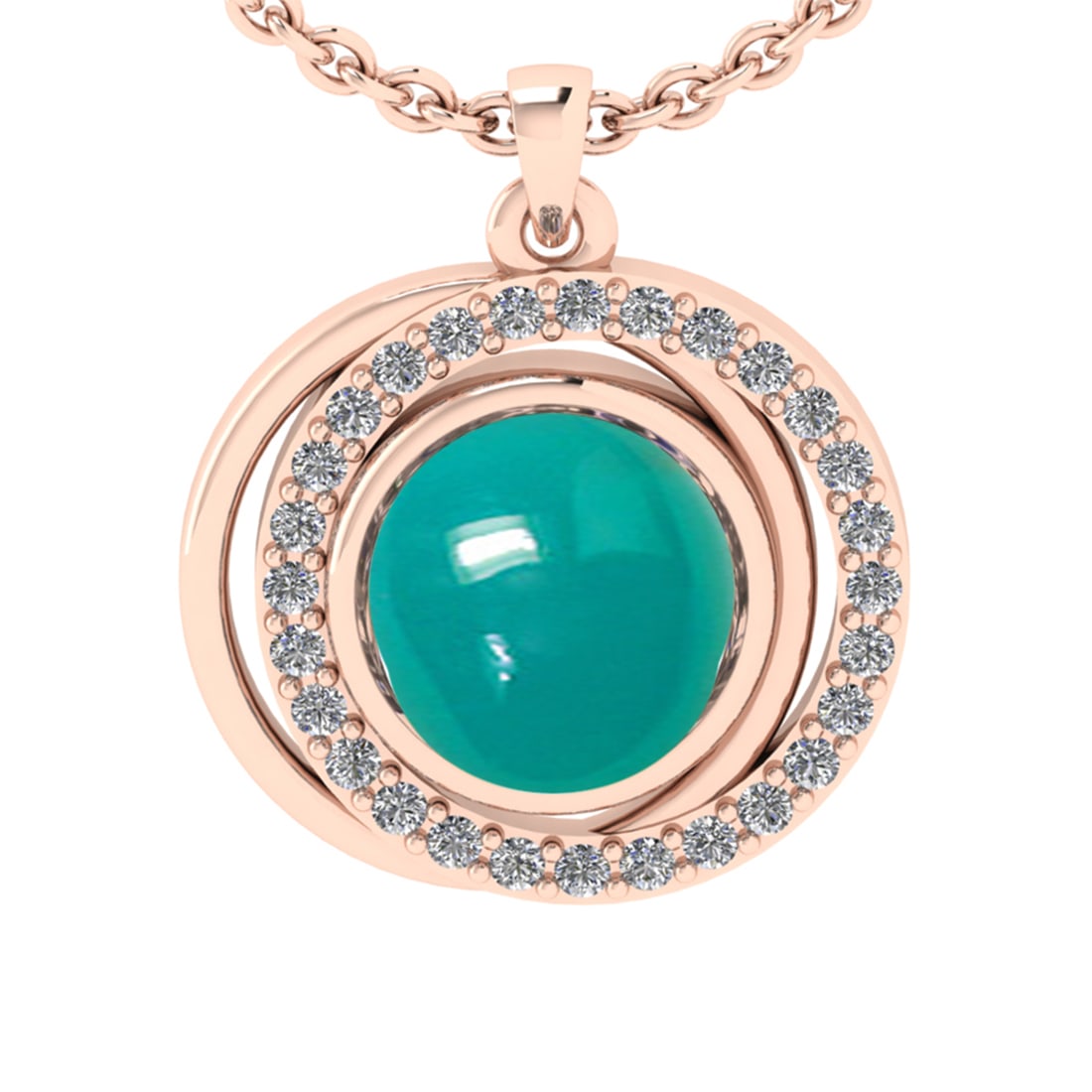 1.50 Ctw VS/SI1 Emerald and Diamond 14K Rose Gold Pendant: 1.50 Ctw VS/SI1 Emerald and Diamond 14K Rose Gold Pendant -- Color Stone Weight : 1.31 Ctw ( Oval Cab) Stone Color :- Emerald Center Stone Setting : Prong Side Weight Of Ctw 0.14 Ctw Color : J-K Clari