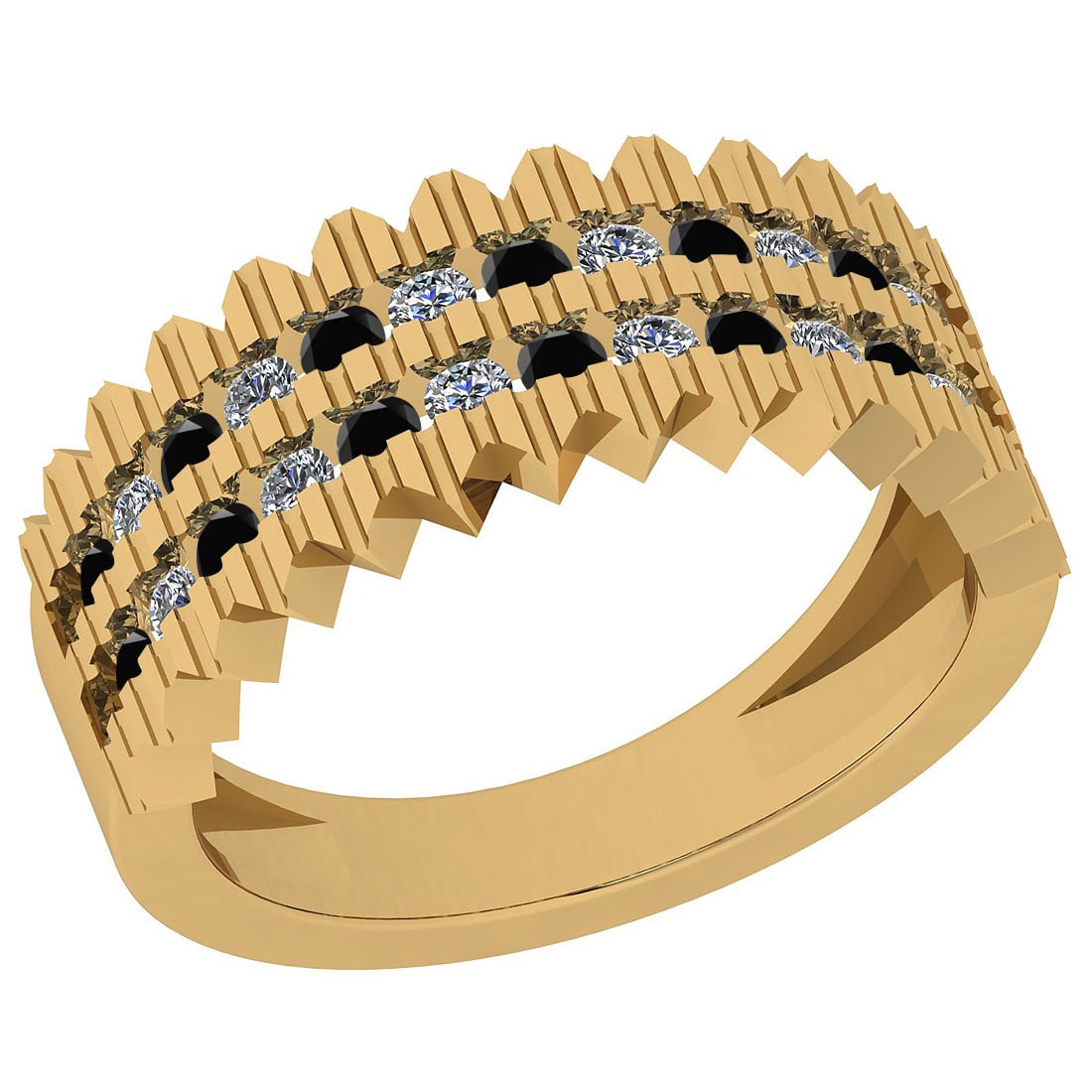 Certified 1.00 Ctw I2/I3 Treated Fancy Black And White Diamond Style Channel Set 14K Yellow Gold: Certified 1.00 Ctw I2/I3 Treated Fancy Black And White Diamond Style Channel Set 14K Yellow Gold Band Ring -- Center Approx Weight: 0.50 Ctw (Round Cut) Center Diamond Color: Treated Fancy Black Diamo