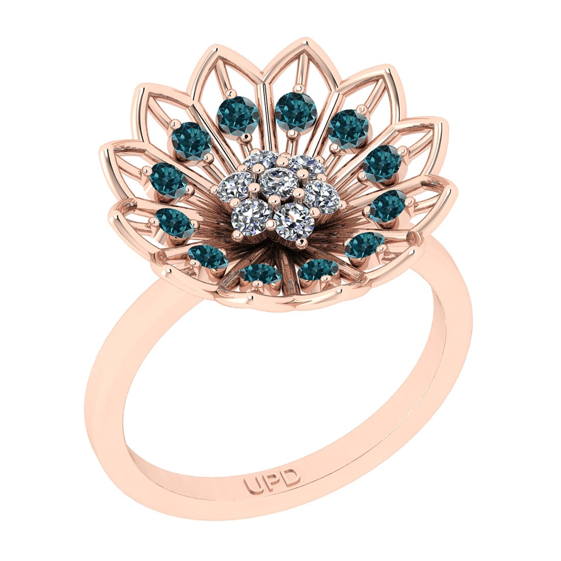 0.28 Ctw i2/i3 Treated Fancy Blue and White Diamond 14K Rose Gold Bypass Style Engagement Ring: 0.28 Ctw i2/i3 Treated Fancy Blue and White Diamond 14K Rose Gold Bypass Style Engagement Ring -- Color Stone Weight : 0.08 Ctw ( Round cut) Center Stone Color : Treated Fancy Blue Diamond Center Clar