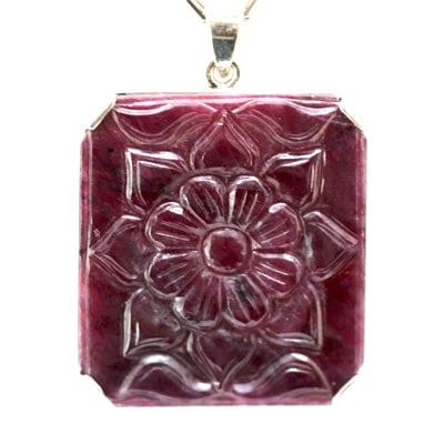 Genuine 17.52 ctw Carving Ruby Design Pendant 14k: Genuine 17.52 ctw Carving Ruby Design Pendant 14k -- Total CTW: 17.52; Jewelry: Carving Design Pendant ; Metal / Purity: 14kt W/Y Gold ; Gem Count: 1 Square Cut ; Gem Size(mm): approx. 25x25mm; Gem Cl
