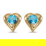 Certified 14k Yellow Gold Round Blue Topaz Heart Earrings
