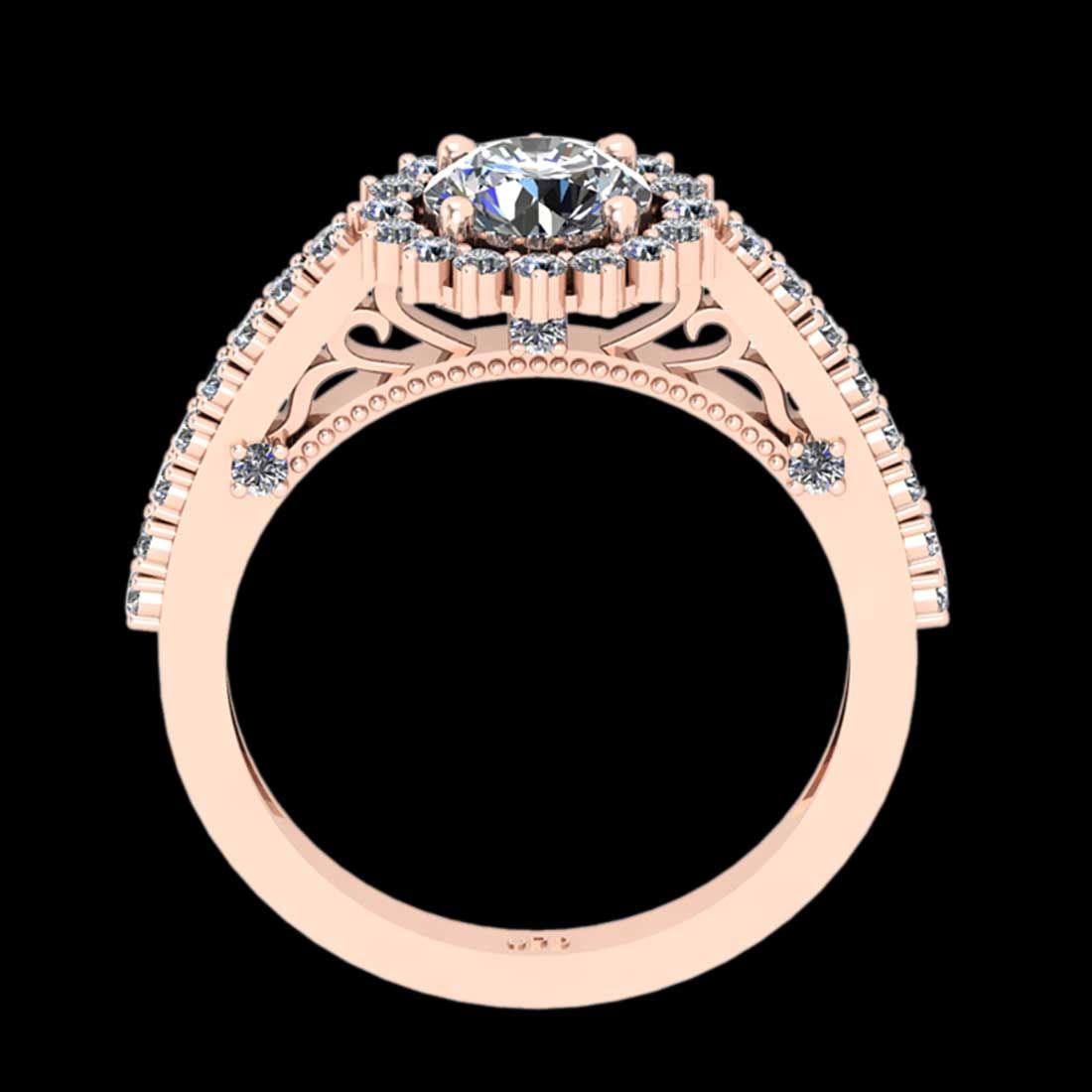 1.15 Ctw VS/SI1 Diamond 14K Rose Gold Engagement Halo Ring: 1.15 Ctw VS/SI1 Diamond 14K Rose Gold Engagement Halo Ring -- Center Diamond Weight : 0.60 Ctw ( Round Cut) Center Color :-J-K Center Stone Clarity :- VS/SI1 Center Stone Setting : Prong Side Stone We