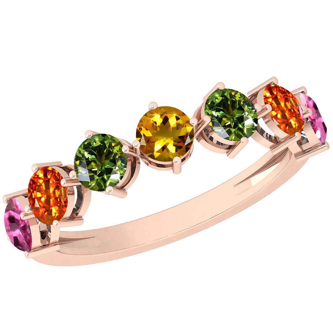 Certified 0.77 Ctw Multi Sapphire 14K Rose Gold Ring: Certified 0.77 Ctw Multi Sapphire 14K Rose Gold Ring -- Center Stone Approx Weight: 0.77 Ctw (Round Cut) Center Stone Color: Multi Sapphire Center Stone Setting: Prong Metal Approx Weight: 2.20 Gram 1