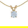 Certified 14k Yellow Gold Round Aquamarine Pendant