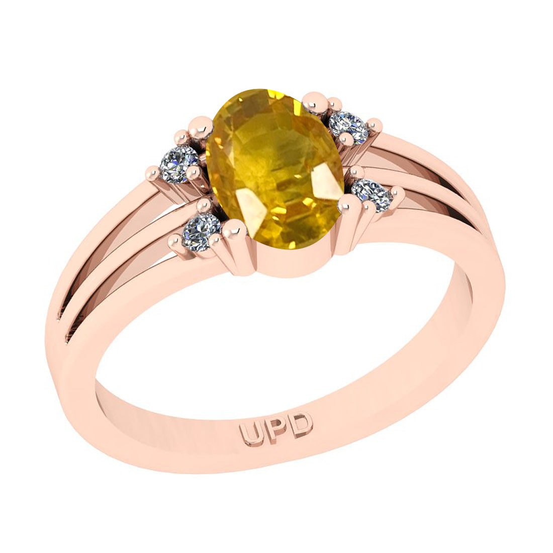 1.35 Ctw I2/I3 Yellow sapphire And Diamond 14K Rose Gold Promises Ring: 1.35 Ctw I2/I3 Yellow sapphire And Diamond 14K Rose Gold Promises Ring -- Center Stone Weight : 1.25 Ctw ( Oval Cut) Center Stone Color :-Yellow sapphire Stone Setting : Prong Side Stone Weight Of Ctw