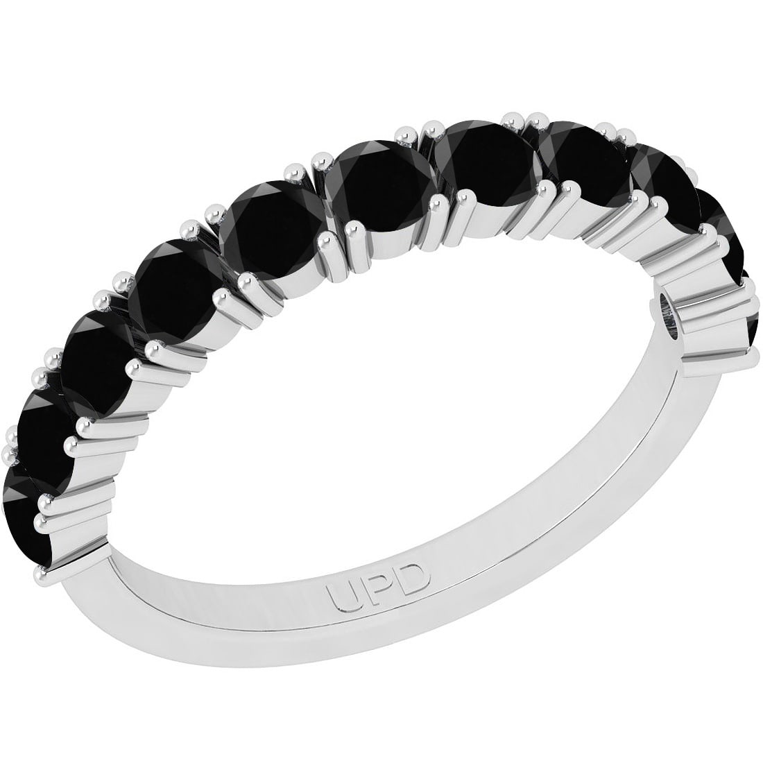 1.21 Ctw I2/I3 Treated Fancy Black Diamond 14K White Gold Eternity Band Ring: 1.21 Ctw I2/I3 Treated Fancy Black Diamond 14K White Gold Eternity Band Ring -- Diamond Weight : 1.21 Ctw (Round Cut) Diamond Color :- Treated Fancy Black Diamond Setting : Prong Center Clarity : I2/I