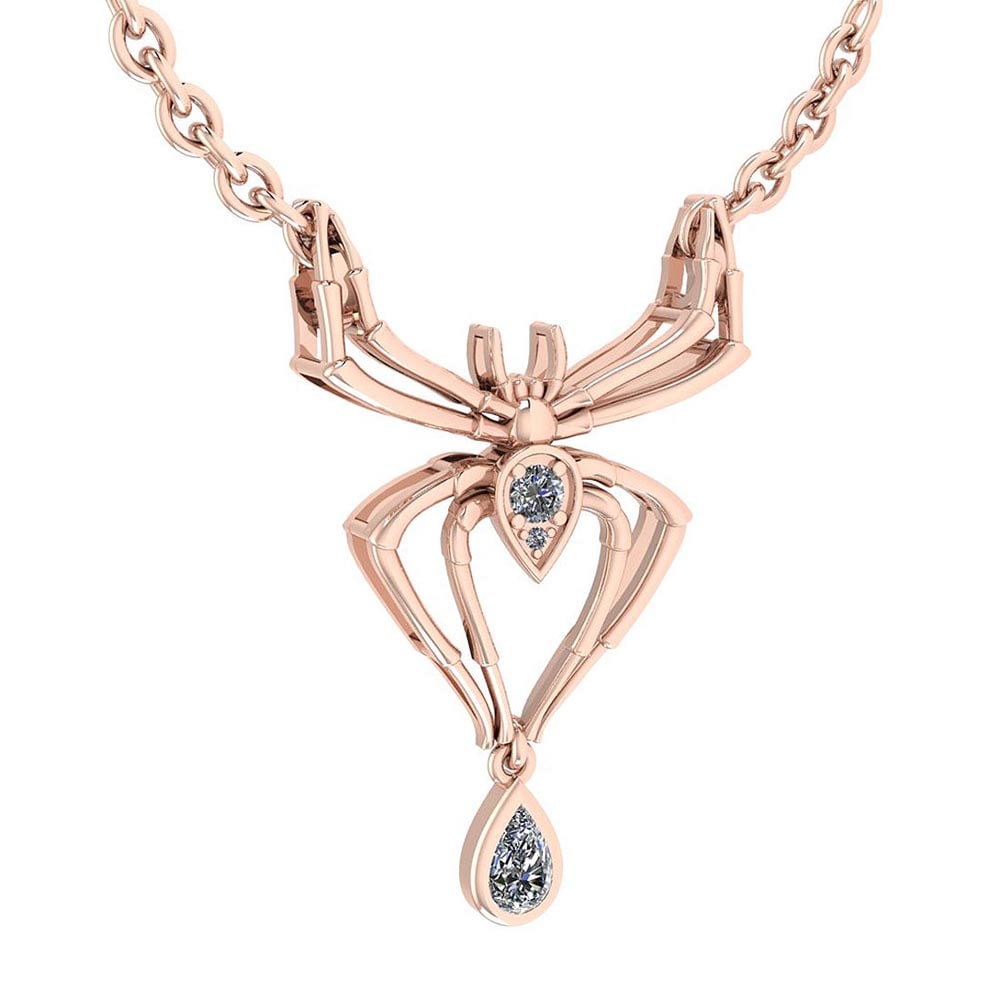 Certified 0.28 Ctw Diamond VS/SI1 Spider Necklace 14K Rose Gold: Certified 0.28 Ctw Diamond VS/SI1 Spider Necklace 14K Rose Gold -- Diamond Stone Approx Weight: 0.07 Ctw (2 Pcs Round) Diamond Stone Approx Weight: 0.21 Ctw (1 Pcs Pear) Stone Color: White G-H Diamond