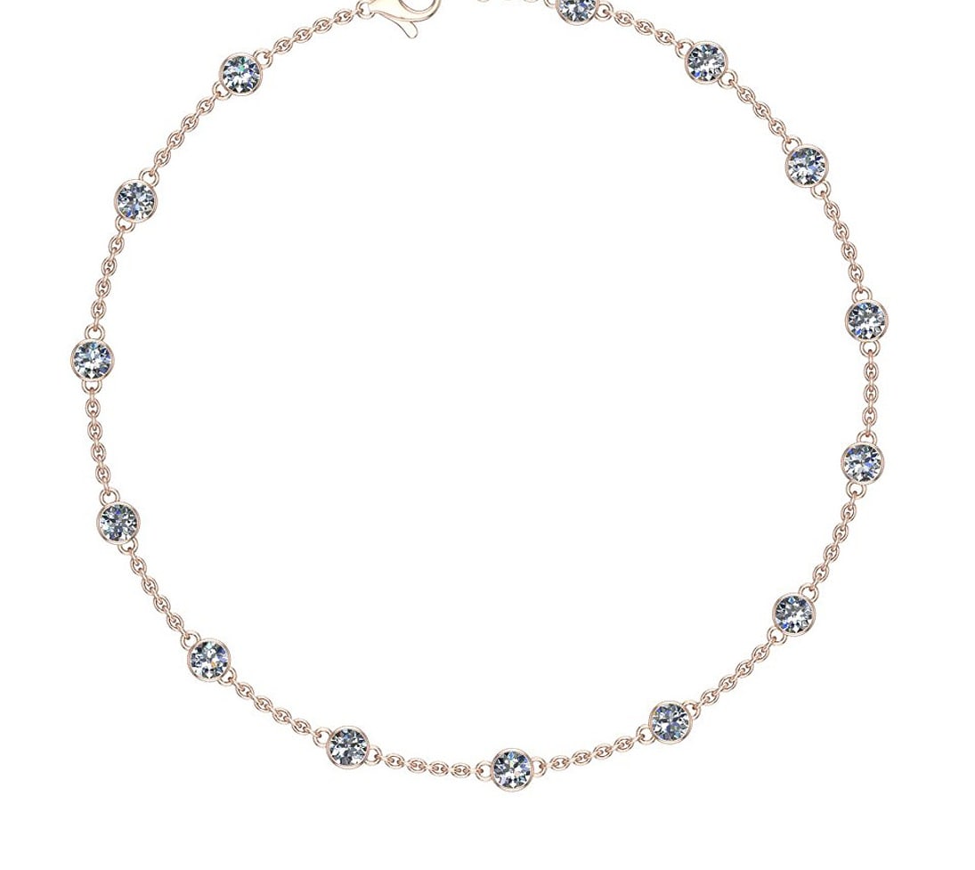 1.20 Ctw SI2/I1 Diamond 14K Rose Gold Station Necklace: 1.20 Ctw SI2/I1 Diamond 14K Rose Gold Station Necklace -- Center Diamond Weight : 1.20 Ctw Center Diamond Color :- J-K Center Clarity : SI2/I1 Stone Setting : Metal Weight : Approx 3.50 Gram 14K Rose
