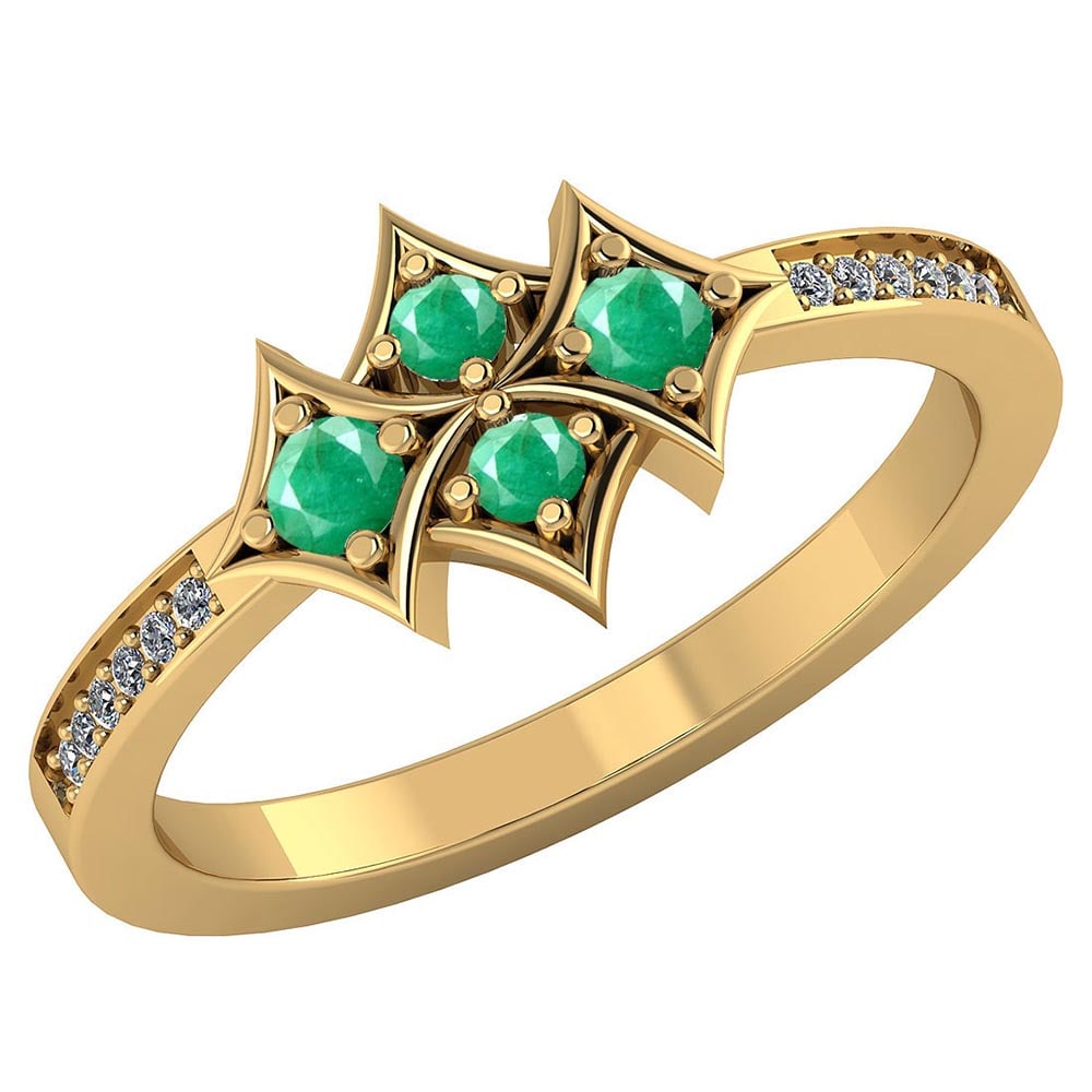 Certified 1.15 CTW Genuine Emerlad And Diamond 14K Yellow Gold Ring: Certified 1.15 CTW Genuine Emerlad And Diamond 14K Yellow Gold Ring -- Center Stone 1.00 CTW Round Center Stone Clarity: SI2/I1Center Stone Color : Genuine Emerlad Stone Setting ;Prong Side Stone Clar
