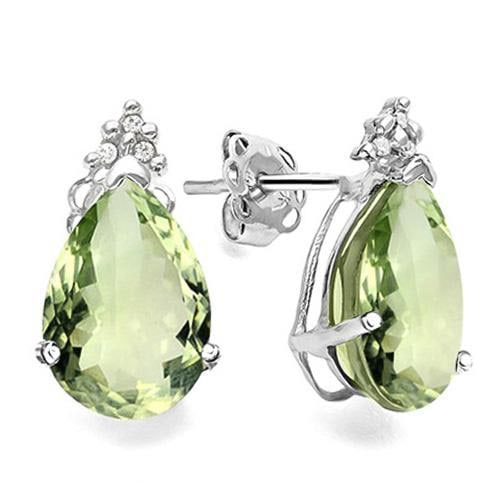 1.4 CARAT GREEN AMETHYST 10K SOLID WHITE GOLD PEAR SHAPE EARRING WITH 0.03 CTW DIAMOND: 1.4 CARAT GREEN AMETHYST 10K SOLID WHITE GOLD PEAR SHAPE EARRING WITH 0.03 CTW DIAMOND -- 1.4 CARAT GREEN AMETHYST 10K SOLID WHITE GOLD PEAR SHAPE EARRING WITH 0.03 CTW DIAMOND #PAPPS48800v5