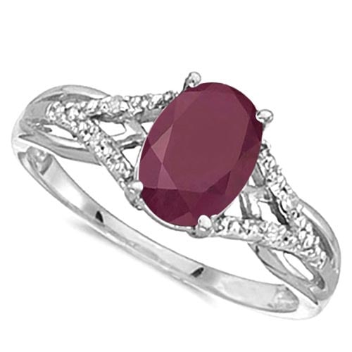 1.1 CARAT RUBY & 0.04 CTW DIAMOND 14KT SOLID WHITE GOLD RING: 1.1 CARAT RUBY & 0.04 CTW DIAMOND 14KT SOLID WHITE GOLD RING -- 1.1 CARAT RUBY & 0.04 CTW DIAMOND 14KT SOLID WHITE GOLD RING #PAPPS76903v5