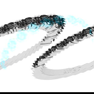 1.21 Ctw I2/I3 Treated Fancy Blue Diamond 14K White Gold Eternity Band Ring: 1.21 Ctw I2/I3 Treated Fancy Blue Diamond 14K White Gold Eternity Band Ring -- Diamond Weight : 1.21 Ctw (Round Cut) Diamond Color :- Treated Fancy Blue Diamond Setting : Prong Center Clarity : I2/I3