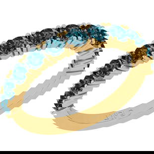 1.21 Ctw I2/I3 Treated Fancy Blue Diamond 14K Yellow Gold Eternity Band Ring: 1.21 Ctw I2/I3 Treated Fancy Blue Diamond 14K Yellow Gold Eternity Band Ring -- Diamond Weight : 1.21 Ctw (Round Cut) Diamond Color :- Treated Fancy Blue Diamond Setting : Prong Center Clarity : I2/I3