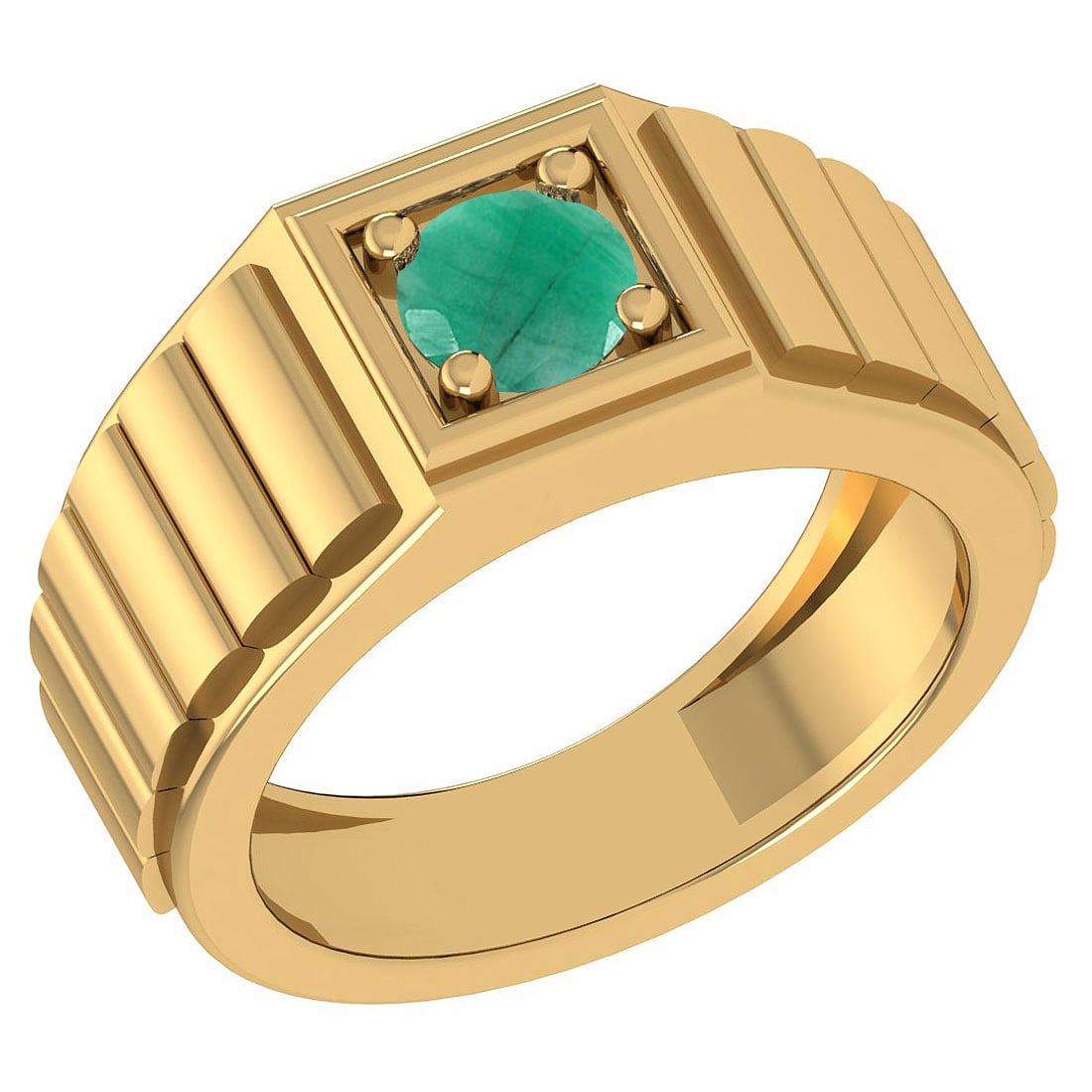 0.50 Ctw Emerald Style Prong Set 14K Yellow Gold Solitaire Ring: 0.50 Ctw Emerald Style Prong Set 14K Yellow Gold Solitaire Ring -- Center Stone Weight : 0.50 Ctw (Round Cut ) Center Stone Color : Emerald Center Stone Setting : Prong Metal Weight : Approx 4.50 Gram