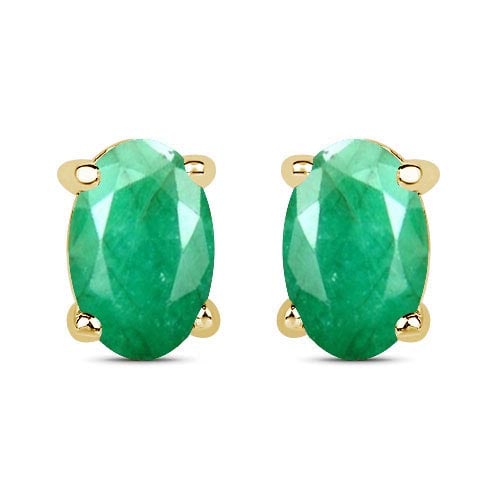 4.50 CTW Genuine Emerlad And 14K Yellow Gold Earrings: 4.50 CTW Genuine Emerlad And 14K Yellow Gold Earrings -- Certified 4.50 CTW Genuine Emerlad And 14K Yellow Gold Earrings Center Stone 4.50 CTW Oval Center Stone Clarity:SI1-SI2 Center Stone Color : Ge