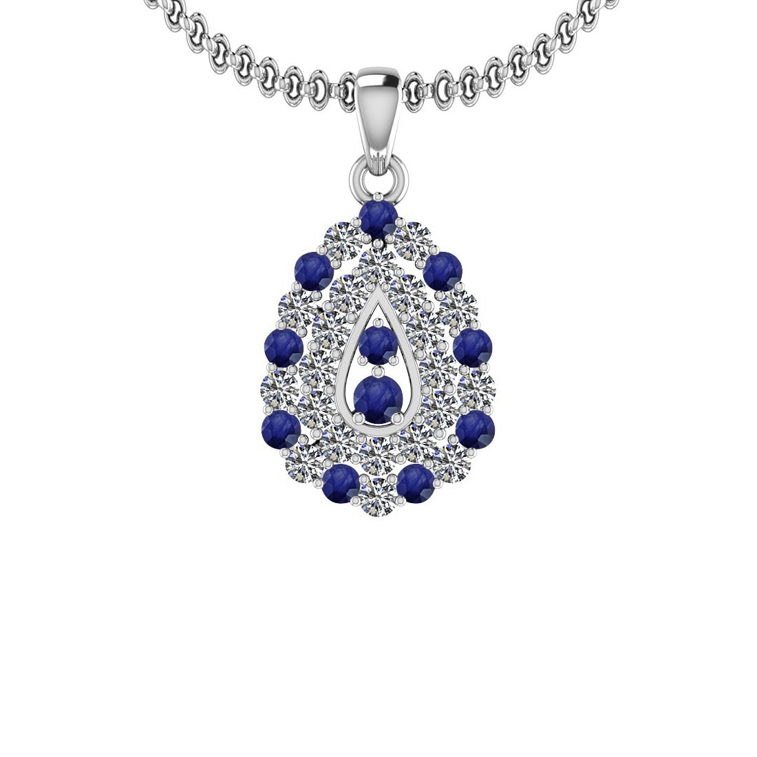 1.15 Ctw SI2/I1 Blue Sapphire And Diamond 14K White Gold Pendant Necklace: 1.15 Ctw SI2/I1 Blue Sapphire And Diamond 14K White Gold Pendant Necklace -- Center Weight : 0.45 Ctw ( Round Cut ) Center Color :- Blue Sapphire Stone Setting : Prong Side Stone Weight Of Ctw 0.70 Ct