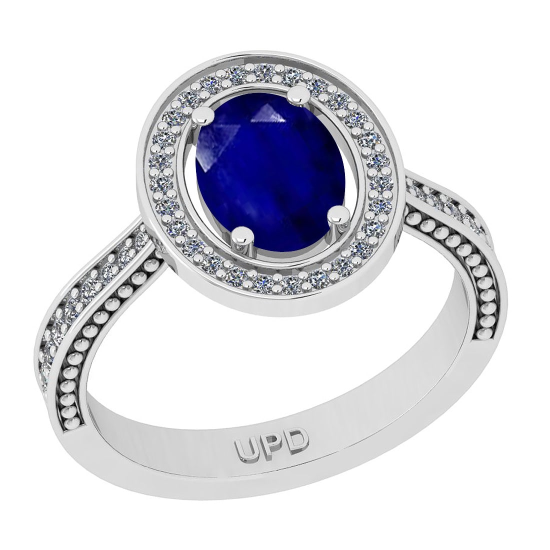 1.25 Ctw SI2/I1 Blue Sapphire And Diamond 14K White Gold Engagement Ring: 1.25 Ctw SI2/I1 Blue Sapphire And Diamond 14K White Gold Engagement Ring -- Center Stone Weight : 1.25 Ctw ( Oval Cut) Center Stone Color :-Blue Sapphire Stone Setting : Prong Side Stone Weight Of Ctw