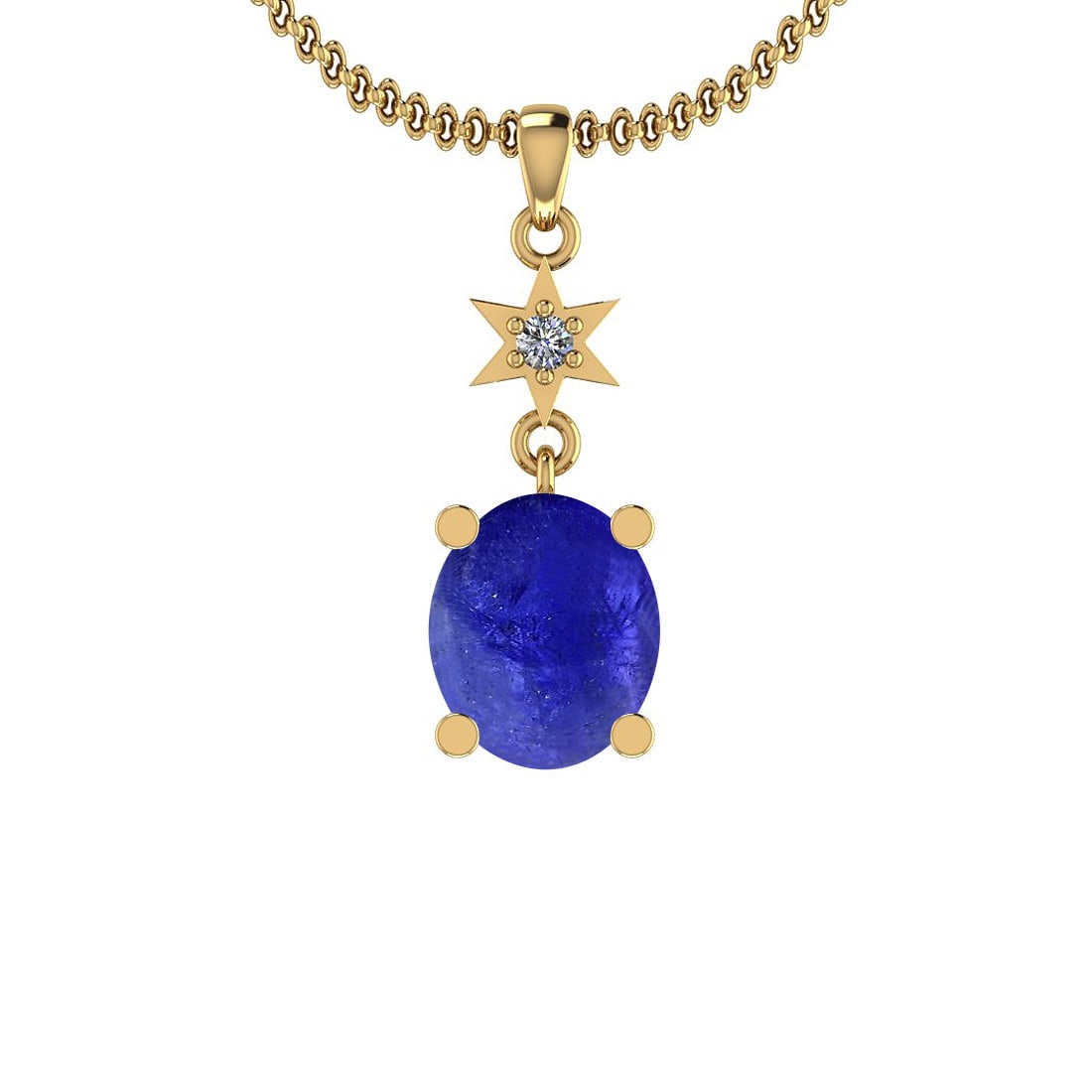 Certified 6.78 Ctw Tanzanite and Diamond I1/I2 14K Yellow Gold Victorian Style Pendant: Certified 6.78 Ctw Tanzanite and Diamond I1/I2 14K Yellow Gold Victorian Style Pendant -- Color Stone Approx Weight: 6.70 Ctw (1 pcs Oval Cabochon) Center Stone Color: Tanzanite Center Stone Setting: