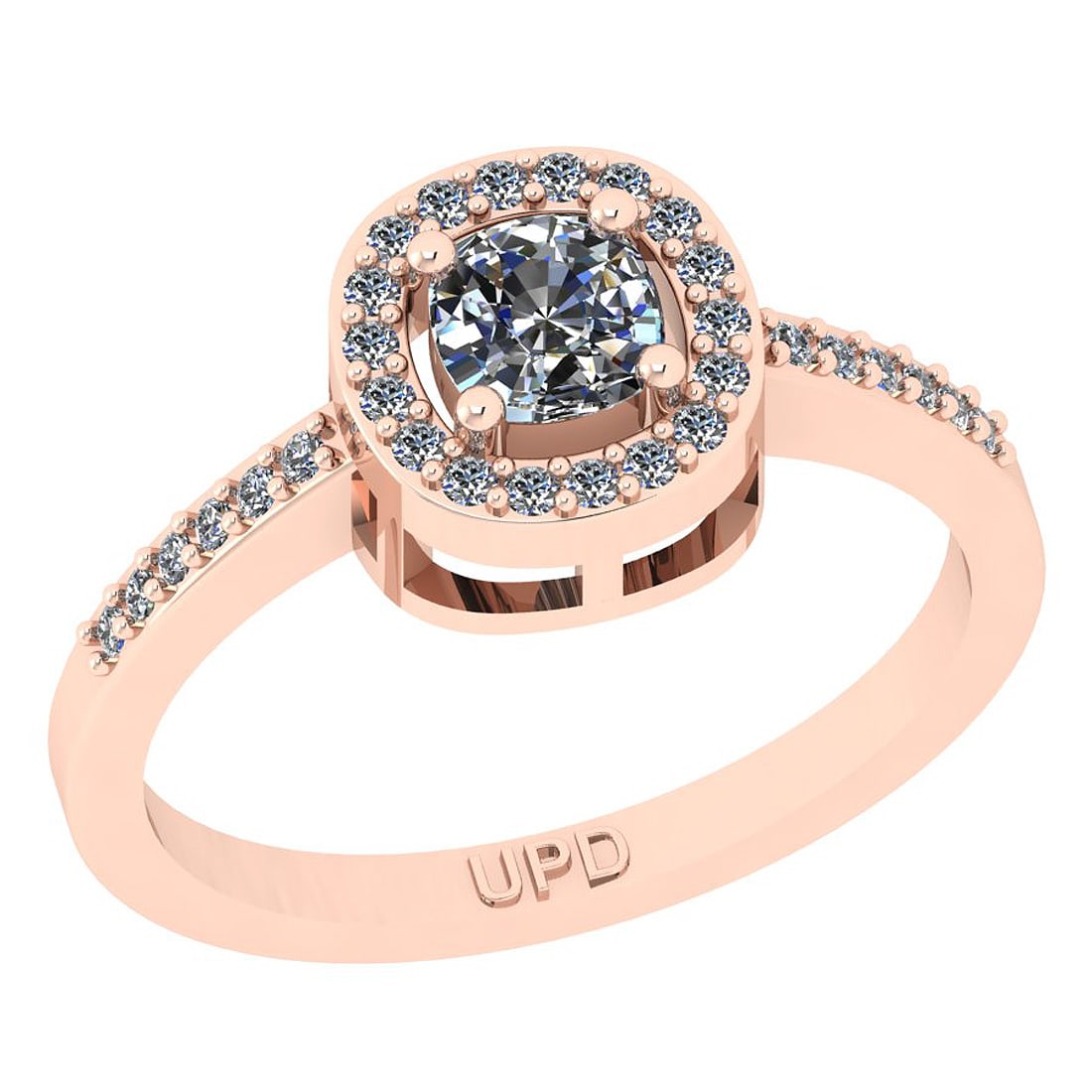 0.58 ctw GIA Certified Center StoneDiamond 14K Rose Gold Engagement Halo Ri: Center Diamond Weight :-0.40 Ctw (Cushion Cut) GIA Certified Center StoneCenter Color :- I-J Stone Clarity : SI2/I1 Stone Setting : Prong Side Stone Weight Of Ctw 0.18 ctw Side Stone Color : I-J Stone
