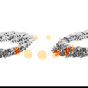 2.21 Ctw SI2/I1 Orange Sapphire And Diamond 14K White Gold Eternity Band Ri: Center Stone Weight : 1.30 Ctw (Round Cut) Center Stone Color :-Orange Sapphire Center Stone Setting : Prong Side Stone Weight Of Ctw 0.91 Ctw Side Stone Color : J-K Stone Clarity :SI2/I1 Stone Settin