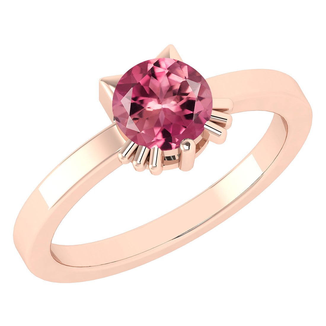 Certified 1.00 Ctw Pink Tourmaline Cat Style Solitaire Ring 14K Rose Gold M: Stone Weight ; 1.00 Ctw (1 Pcs Round) Center Stone Color: Pink Tourmaline Center Stone Setting ; Prong Metal Weight Approx: 2.70 Gram Gold 14K Rose Gold Solitaire Ring MADE IN USA #PAPPS20934v6