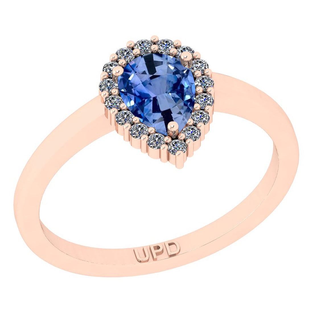 0.70 Ctw I2/I3 sapphire And Diamond 10K Rose Gold Engagement Ring: Center Stone Weight : 0.50 Ctw ( Pear Cut) Center Stone Color :- sapphire Stone Setting : Prong Side Stone Weight Of Ctw 0.20 Ctw Side Stone Color : J-K Stone Clarity : I2/I3 Stone Setting : Prong Met