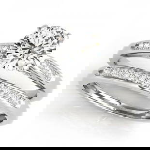 CERTIFIED 18KT WHITE GOLD 1.00 CTW J-K/VS-SI1 DIAMOND BRIDAL SET: CERTIFIED 18KT WHITE GOLD 1.00 CTW J-K/VS-SI1 DIAMOND BRIDAL SET (CENTER STONE DIAMOND .80 CTWW J-K/VS-SI1) please request ring size upon payment #PAPPS86763v3
