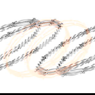 Certified 4.74 Ctw Diamond VS/SI1 Bangles 14K Rose Gold Made In USA: Center Stone Approx Weight: 3.30 Ctw (240 Pcs Round) Side Stone Weight : 1.44 Ctw (48 Pcs Round) Stone Color: White G-H Diamond Stone Clarity: VS/SI1 Stone Setting: Prong Metal Approx Weight: 22.40
