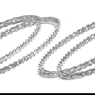 Certified 8.12 Ctw Diamond VS/SI1 Bangles 14K White Gold Made In USA: Center Stone Approx Weight: 8.12 Ctw (1016 Pcs Round) Center Stone Color: White G-H Diamond Stone Clarity: VS/SI1 Stone Setting: Pave Metal Approx Weight: 29.00 Gram Bangles Size: 57 mm 224 Inches