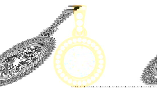 Certified 1.00 CTW Round Diamond 14K Yellow Gold Pendant: Center Stone .75 CTW 1 Round Diamond Center Stone Clarity:SI2-SI3 Center Stone Color G-H : White Diamond Stone Setting ;Prong Side Stone Clarity;SI1-SI2 Side Stone Color ;White Diamond G-H Side Stone