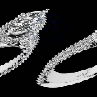 3.48 Ctw VS/SI1 Diamond 14K White Gold Vintage Style Ring: Center Diamond Weight : 2.20 Ctw ( Round Cut) Center Color :-J-K Center Stone Clarity :- VS/SI1 Center Stone Setting : Prong Side Stone Weight Of Ctw 1.28 Ctw Side Stone Color : J-K Stone Clarity :