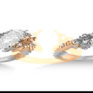 Butterfly Diamond Engagement Ring Setting 14k Rose Gold 1.20ctw: CENTER STONE; DIAMOND (1.00 CTW) CENTER STONE CLARITY; SI1-SI2 CENTER STONE COLOR; J-K CENTER STONE SETTING; SIDE STONE CLARITY; SI1-SI2 SIDE STONE COLOR; J-K SIDE STONE SETTING; Prong ctw OF SIDE