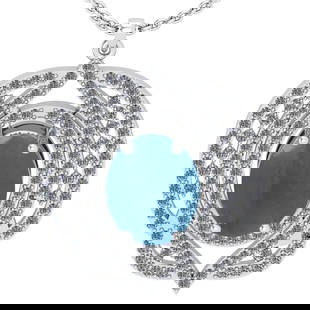 3.26 Ctw SI2/I1 Aquamarine And Diamond 14K White Gold Pendant Necklace: Center Stone Weight : 2.58 Ctw (Oval Cabochon ) Center Stone Color : Aquamarine Stone Setting : Prong Side Stone Weight Of Ctw 0.68 Ctw Side Stone Color : J-K Stone Clarity : SI2/I1 Stone Setting :